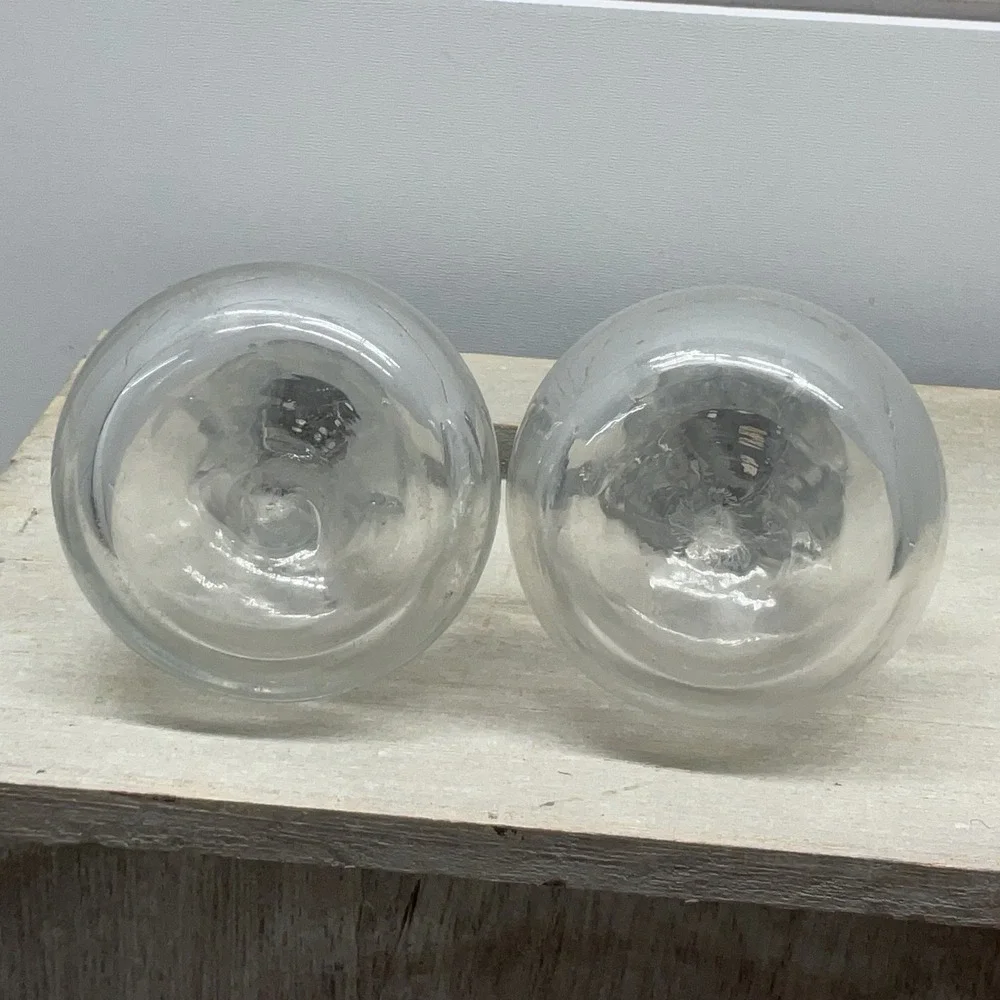 Vintage Ribbed Glass Salt and Pepper Shakers Set with Metal Lids 3.25 Inch